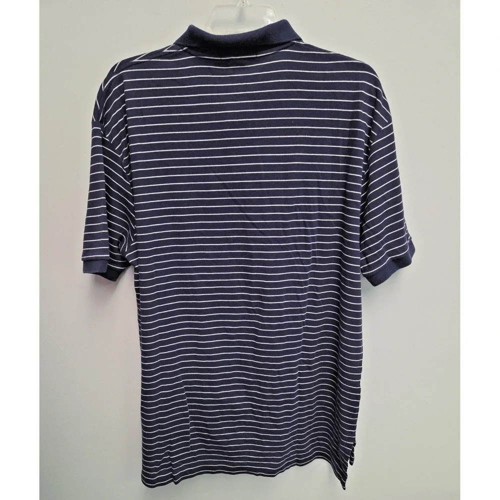 Polo Ralph Lauren Mens XL Striped Polo SS Shirt Navy Cotton White Pony Logo